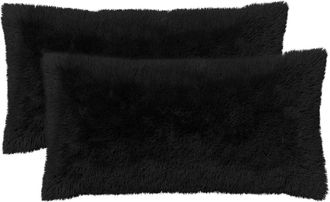 vidaXL Funda De Almohada 2 Pcs Heerlen Negro 40 X 70 Cm Fleece Pv Vidaxl