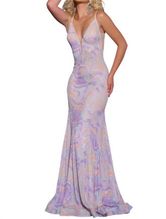 Jovani Mermaid V Neckline Prom Gown In Multi
