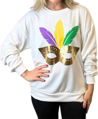 Bibi Mardi Gras Mask Sweatshirt In White