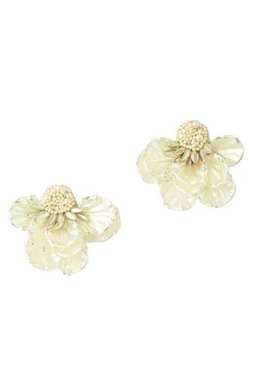 Deepa Gurnani Wally Flower Faux Pearl Drop Earrings in Silver at Nordstrom