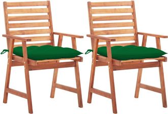vidaXL Sillas Comedor De Jard&iacute;n 2 Uds Madera Maciza Acacia Y Cojines Vidaxl