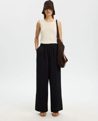 Selected Pantaloni a fondo ampio neri-Nero