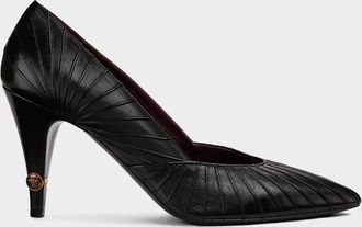 Versace 90mm Gianni Textured Leather Pumps