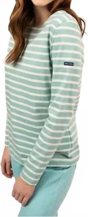 Saint James Minquidame Striped Shirt In Jade/ecume