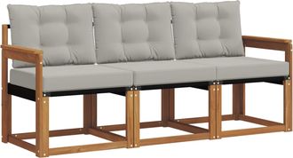vidaXL Conjunto De Sof&aacute;s De Exterior 3 Uds. Gris Natural Y Claro Vidaxl