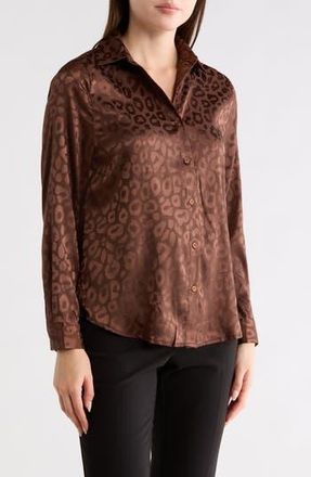 Forgotten Grace Leopard Button-Up Shirt in Chocolate at Nordstrom Rack, Size X-Large