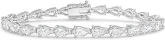 Diana M. Jewels 14kt White Gold 48cts Lab Grown Pear Diamond East-West Tennis Bracelet