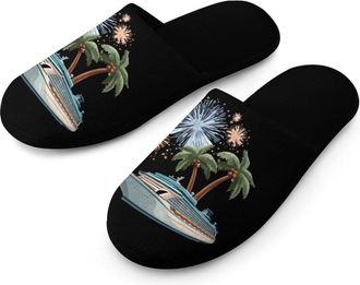 Generic Cruise Ship Mens Slippers Warm Non-Slip Houes Shose Spa Slipper for Home Bedroom