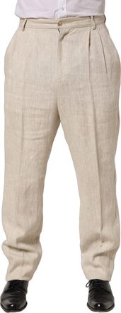 Dolce & Gabbana Mens Linen Trousers Beige
