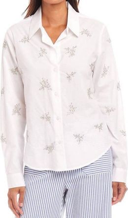 Karen Kane Embellished Button-Up Shirt In Off White