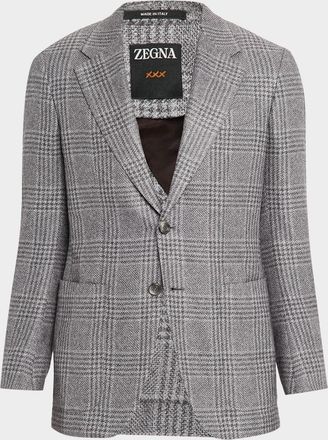 Ermenegildo Zegna Mens Cashmere and Silk Plaid Two-Button Sport Coat
