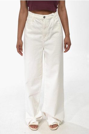 Frame Denim Wide-Leg Stretch Cotton Jeans With Raw Hem size 29