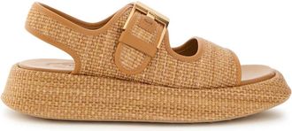 Tod's Sandalo Leather-trim Raffia Flatform Sandals - Camel - 36 (IT36 / UK3)