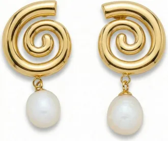 Pompeii3 18k Yellow Gold Plated 1.5 Fresh Water Pearl Push Back Studs