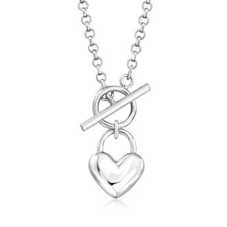 Ross-Simons Italian Sterling Silver Heart Toggle Necklace