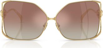Versace 62mm Oversize Square Sunglasses in Gold/brown Mirror Silver at Nordstrom