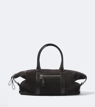 Tom Ford Buckley leather-trimmed suede duffel bag