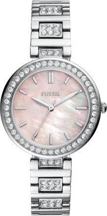Fossil Womens Karli 32mm Three-Hand, Silver-Tone Alloy Watch