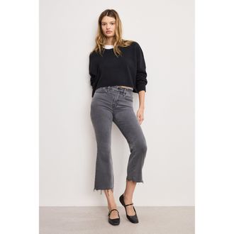 Good American Womens Soft Tech Good Legs Cropped Mini Boot Jeans | Extra Stretch, Flat Tummy Tech, Gap-Proof Waistband | Black, 405 Size 0 |