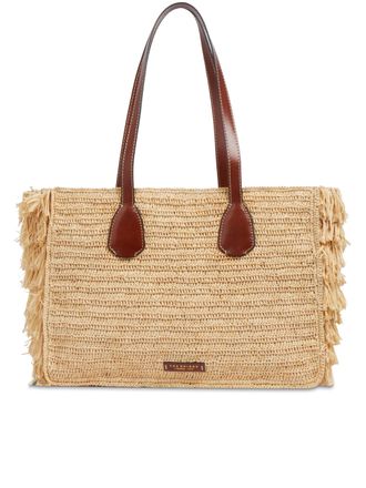 The Bridge Shopping Rectangular Straw Fringed Tote Bag