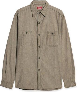 Fortela Otero Carbon Chambray Shirt in Grey at Nordstrom, Size X-Large