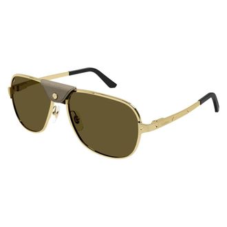 Cartier Sunglasses, unisex, Yellow, Size: 60 MM Ct0165S Pilot Sunglasses