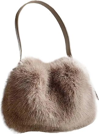 Generic Compatible For Plush Crossbody Bag Womens Handbag Versatile Personality(Khaki)