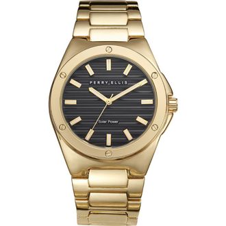 Perry Ellis Solar Powered Quartz Bracelet Watch, 41mm in Gold at Nordstrom Rack
