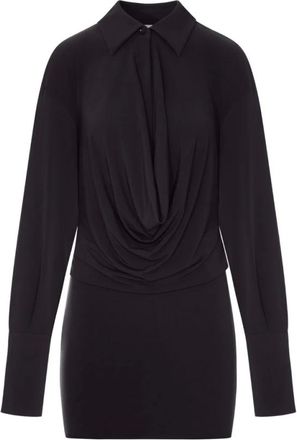 Andamane Kleedjes, Dames, Zwart, XS, Polyester, Lilia gedrapeerde jurk