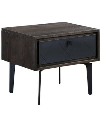 Armen Living Cross Solid Oak And Metal Nightstand