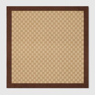 Gucci Printed Silk Twill Carr&eacute;, Beige, Silk