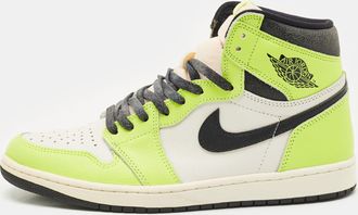 Air Jordan s Green/white Leather 1 Retro Og High Top Sneakers