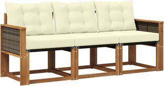 vidaXL Conjunto De Sof&aacute;s De Exterior 3 Uds. Natural Y Crema Vidaxl