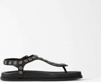 Seychelles Womens Sunday Funday T-Strap Studded Sandals In Black