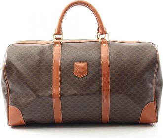 Celine Brown Coated Canvas Leather Boston Bag (Pre-Owned)