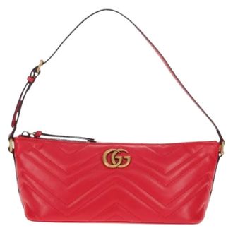 Gucci Pre-owned Shoulder Bags, female, Red, Size: ONE SIZE Pre-owned Gg Marmont Pochette Shoulder Bag