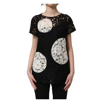 Dolce & Gabbana Round Neck Short Sleeve Blouse - female - Dolce & Gabbana - T-Shirts - Black - XS - Tops