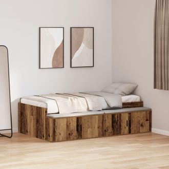 Berkfield Home Storage Bed Frame Old Wood 90x200 cm in Brown