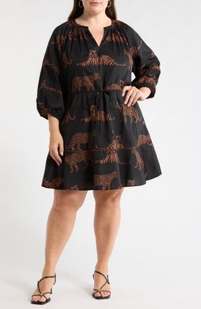 Sugarlips Zenzi Jungle Print Dress in Black-Tan at Nordstrom, Size 2X