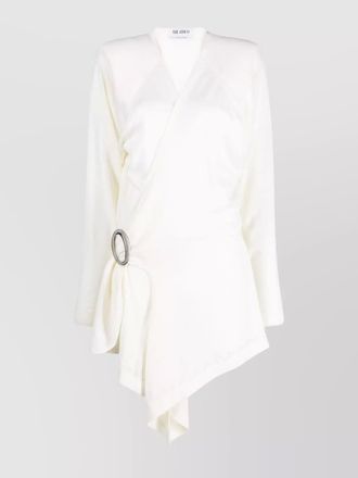 The Attico wool draped asymmetric wrap mini dress