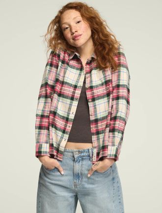 Lucky Brand Womens Plaid Button Down Shirt