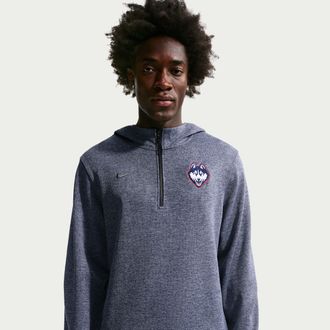 Nike Connecticut Huskies Nike Mens NCAA Basketball Coaches Pullover Hoodie in Blue | IM2730-419