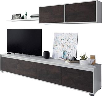 F.R.S. Frs - Mueble Salon Alida Blanco Artik- Oxido 43 Cm(alto)200 Cm(ancho)41 Cm(largo)