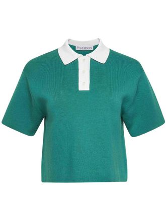 J.W.Anderson cropped polo shirt - women - Cotton/Elastane - M - Green