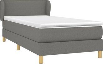 vidaXL Cama Box Spring Con Colch&oacute;n Tela Gris Oscuro 90x200 Cm Vidaxl