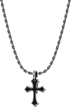 John Richmond Ketting met gestileerd kruis - Dames - Kettingen - Grijs - ONE Size - Leer - Accessoires