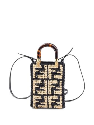 Fendi Sunshine Shopper Tote Zucca Raffia Mini satchel - Nero