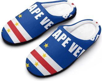 Generic Cape Verde Flag Slippers Men Winter Warm Cotton Anti-Slip Indoor Slip-Ons House Shoes