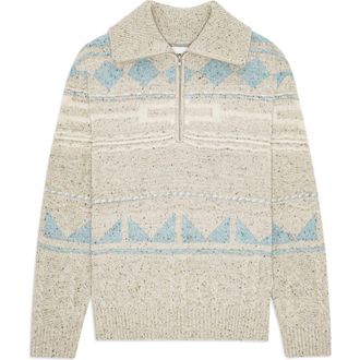 Nn.07 William 6697 Fair Isle Half Zip Sweater in Ecru Multi at Nordstrom Rack, Size X-Large