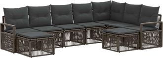 vidaXL Conjunto De Sof&aacute;s De Jard&iacute;n 9 Uds. Gris Rat&aacute;n Sint&eacute;tico Vidaxl